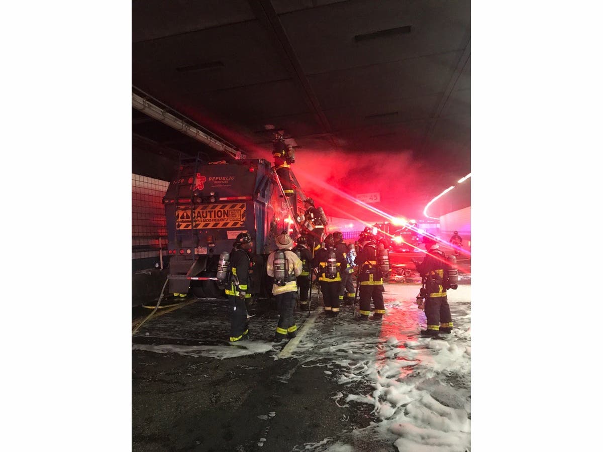 Flaming Garbage Truck Closes Mass Pike Tunnel [VIDEO] | Boston, MA Patch