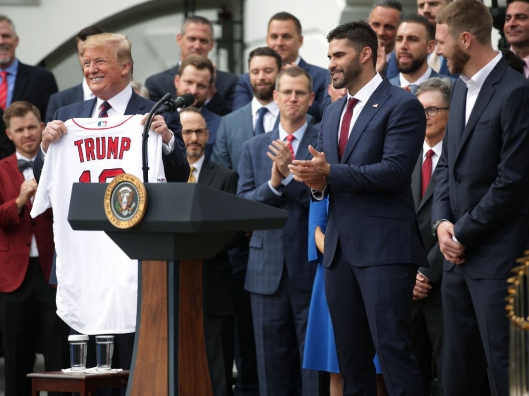 President Trump welcomed some of the Red Sox to the White House Thursday.