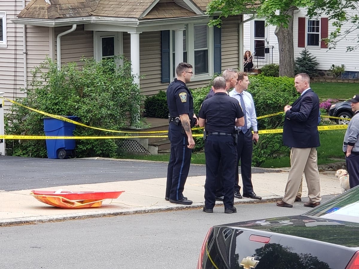 Police gathered in front of a Princeton Road home in Malden where a child drowned May 30, 2019.