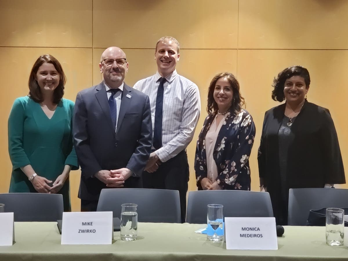 From left to right: Jackie Lavender Bird, State Rep. Paul Brodeur, Aldermen Mike Zwirko, Monica Medeiros and Manisha Bewtra.