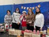 Left to right: Recent alumni came back to help: Cali Jontos (’21), Anna Arfanis (’21), Christian Rouse (Gr. 7), Arianna Rouse (’21), and Nicole Bodnarik (’21)
