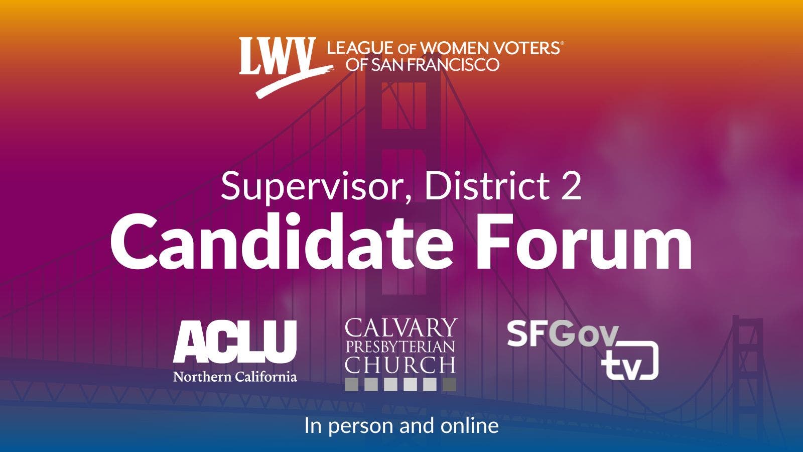 San Francisco Board of Supervisors, District 2 Candidate Forum