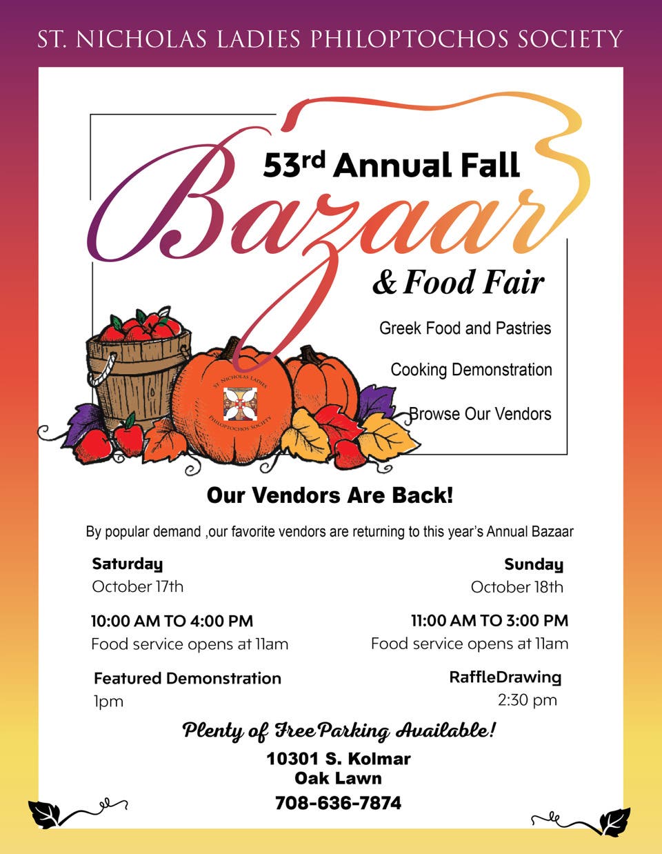 53rd Annual Bazaar and Food Fair.