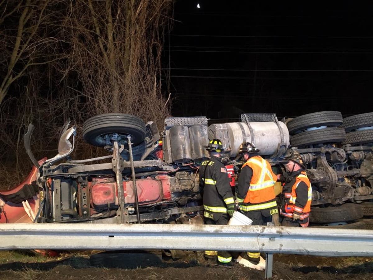 Firefighters responded to a reported tractor trailer rollover on I-95 in Westport on March 28, 2019.