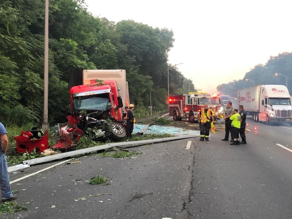Tractor Trailer Crash Leaves Broken Glass In Road: Greenwich FD ...