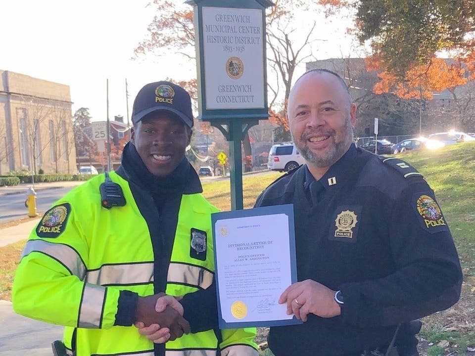 A Greenwich Police officer who revived a resident suffering from an overdose recently received a letter of recognition​ from the department.