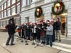 Greenwich High School choir students perform a variety of Christmas carols outside Town Hall on Dec. 6, 2019.