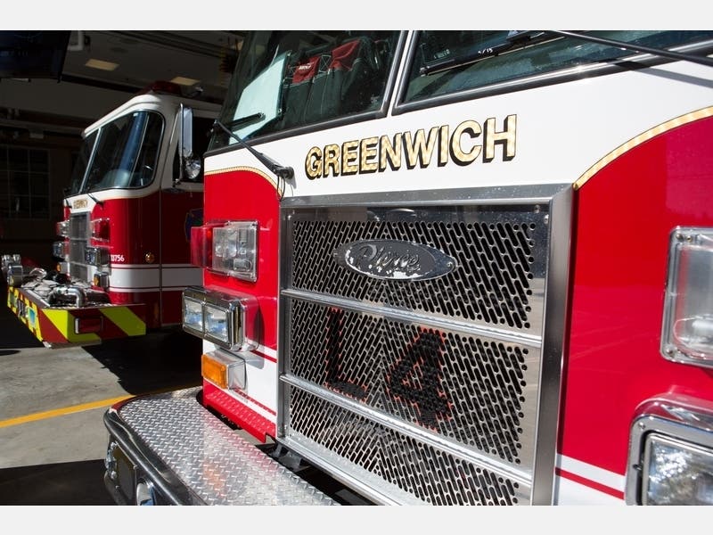 A fire truck in Greenwich, Connecticut in 2017.