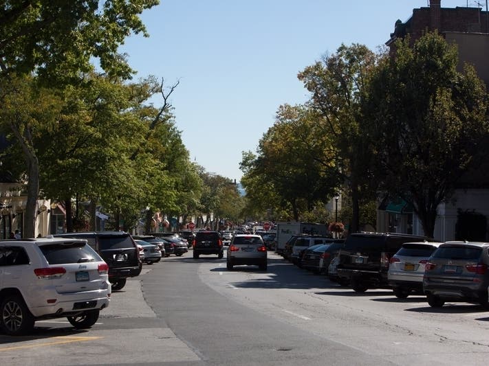 A petition has been circulating to close Greenwich Avenue, pictured here in 2017, to vehicular traffic and expand seating for restaurants there.