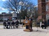 Mayor Harry Rilling speaks during a special swearing in ceremony Tuesday outside City Hall in Norwalk.
