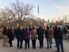 Members of the Norwalk community stand in solidarity with Ukraine during a vigil held Wednesday outside City Hall.