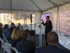 U.S. Senator Richard Blumenthal speaks during the grand opening of Norwalk's new business development center Thursday.