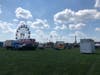 Rides and booths set up Wednesday afternoon for the Norwalk Oyster Festival, scheduled to take place Sept. 8-10, at Veterans Memorial Park and Marina.