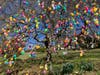 A colorful Easter egg tree display on East Avenue in Norwalk on March 29, 2026.