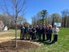 Town and state officials gather for an Arbor Day tree planting ceremony at the Tashua Knolls Recreation Area in Trumbull on April 24, 2026.