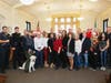Larchmont Mayor Lorraine Walsh with Chamber board and members, sponsors and charity partners and representatives from the Larchmont Police Department and Fire Department.