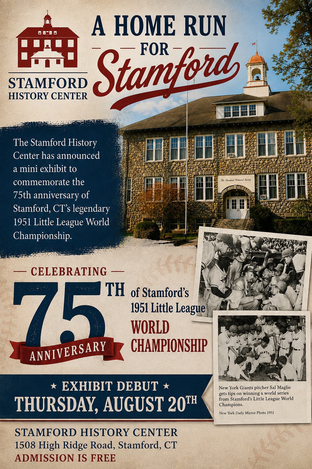 Stamford History Center to Commemorate 75th Anniversary Of Stamford Little League 1951 World Series