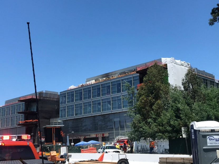 A fire broke out on the roof of a wing under construction at Marin General Hospital.