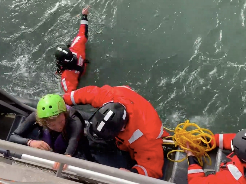 The U.S. Coast Guard rescued two teens whose boat was in danger of sinking in Tomales Bay.