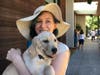 Puppy raiser Sarah Guthrie and her new charge, Curry, at the San Rafael campus of Guide Dogs for the Blind.
