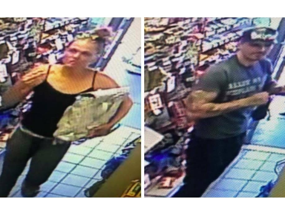 Authorities believe this man and woman robbed Tepito Club Apparel in Otay Mesa and a Chevron gas station in Pacific Beach.