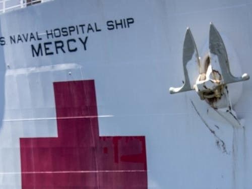 The hospital ship USNS Mercy departed Naval Station San Diego Monday for Los Angeles in support of the nation's coronavirus pandemic response efforts.