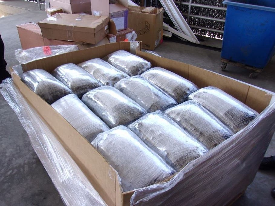 Nearly 2,500 pounds of methamphetamine hidden in a shipment of medical supplies was seized in Otay Mesa this weekend, border officials said.