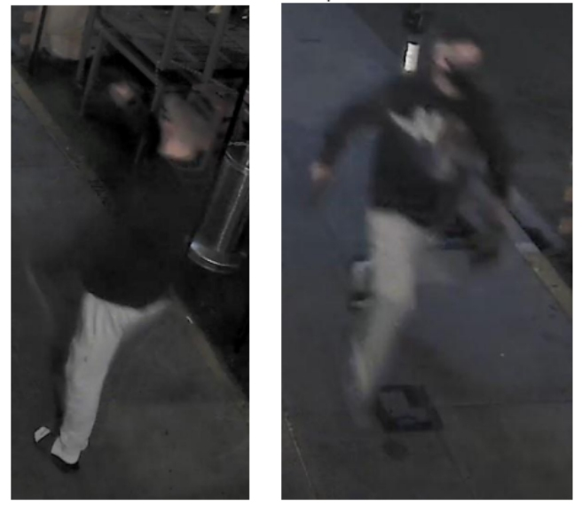 The suspect was described as a white man in his 20s. He was last seen wearing a dark sweatshirt with a logo on the front, gray sweatpants, white socks and dark sandals.