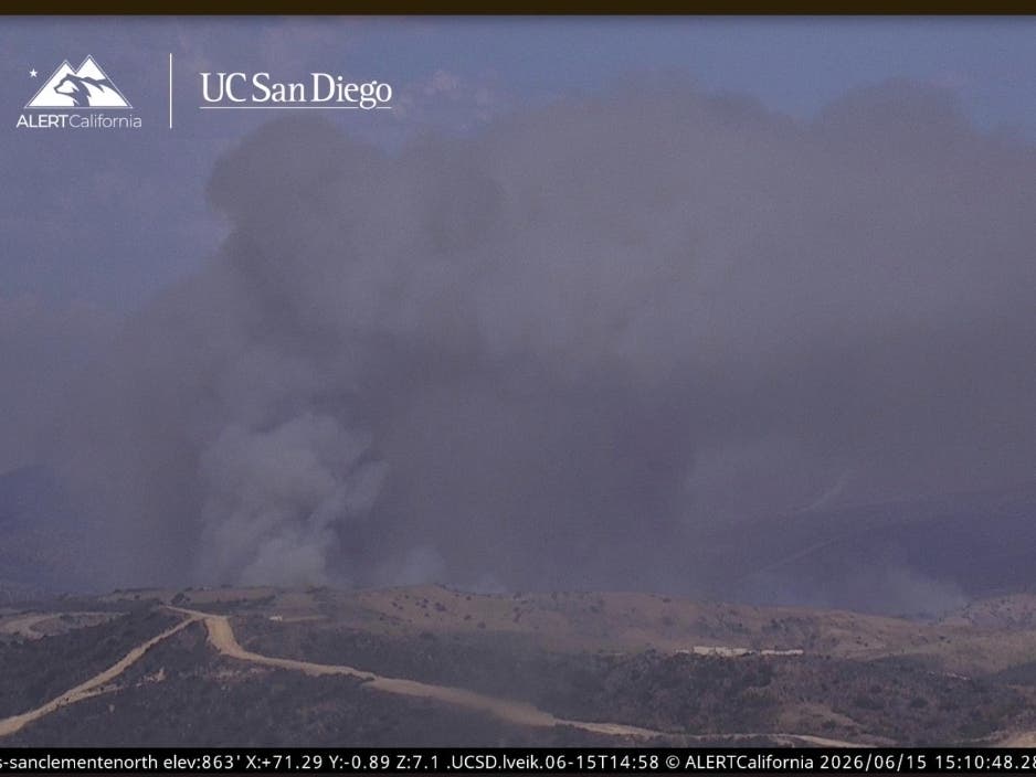 Smoke erupts from the Mateo Canyon area of Camp Pendleton
