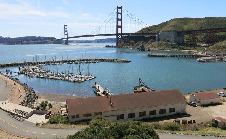 Horseshoe Cove and Fort Baker’s historic boat shop and marina complex.