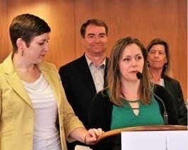 Ashley Hart McIntyre, Marin HHS' Homelessness Policy Analyst  speaks during May 8 press conference.