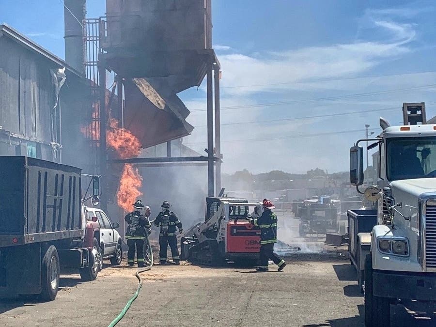 An industrial fire in San Leandro
