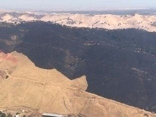 Aerial photo of the fire area taken Saturday