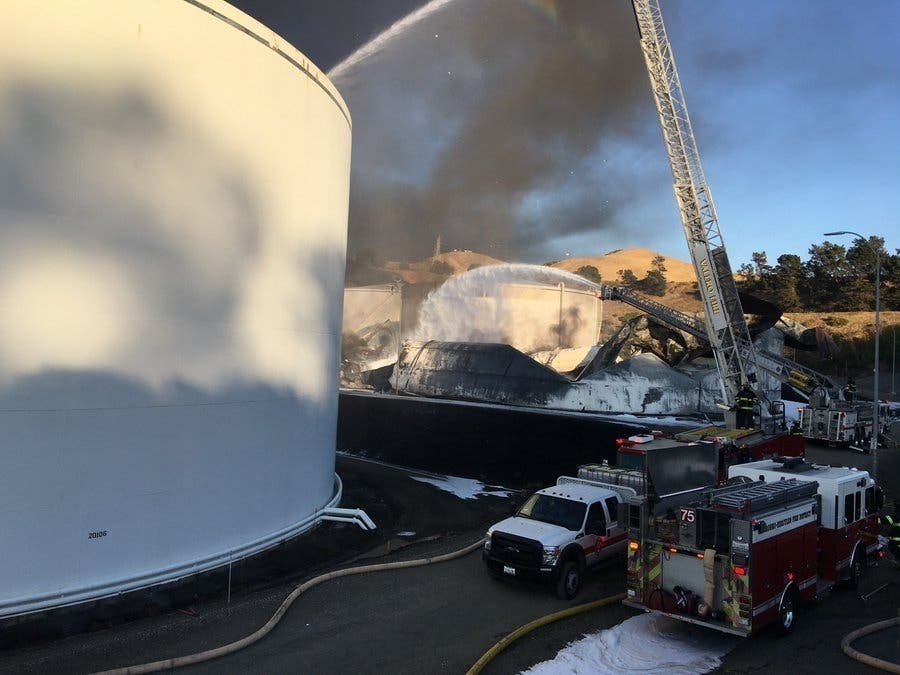 Investigators from multiple agencies are at the tanker facility.