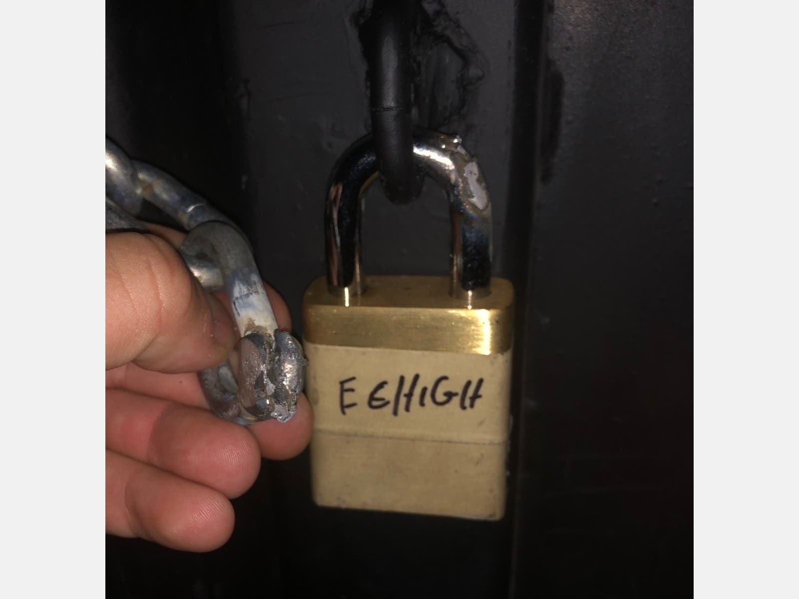A lock cut at El Cerrito High School.