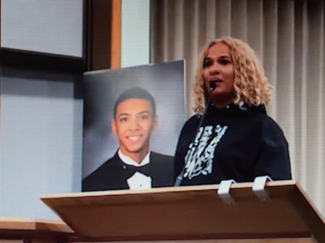  A screenshot from an earlier Walnut Creek City Council  meeting where Taun Hall showed a portrait photo of her son Miles Hall.