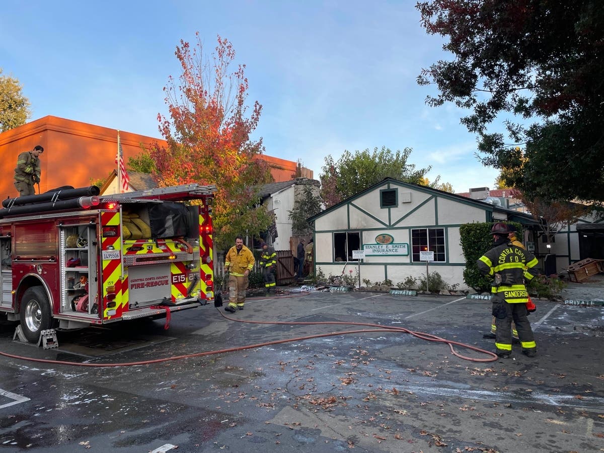 Contra Costa Fire Protection District crews contained a fire on Wilkinson Lane in downtown Lafayette early Monday, November 8, 2021. 