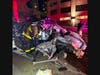 The Toyota Corolla after it fell to the ground.