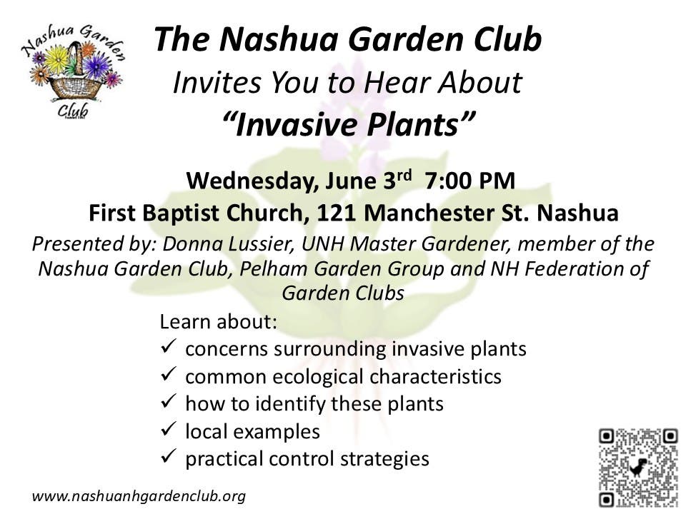 Nashua Garden Club Invitation to Attend ‘Invasive Plants’ Program