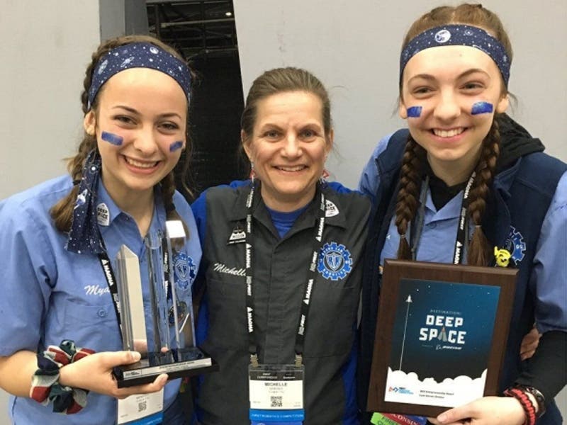 Oak Creek High School’s Round Table Robotics joined more than 400 high school robotics teams in Detroit. 