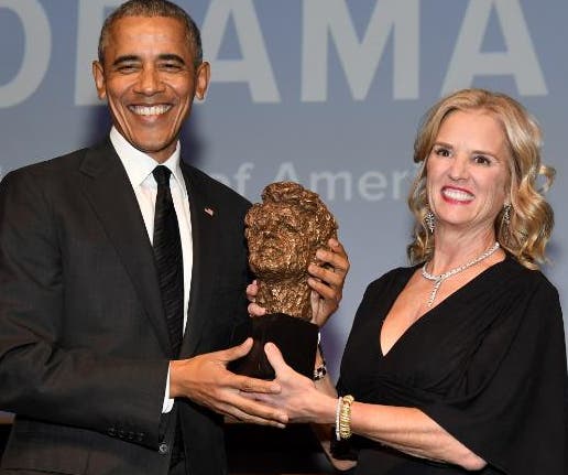 Barack Obama Receives the award from Kerry Kennedy at Ripple of Hope Awards Dinner in NYC 