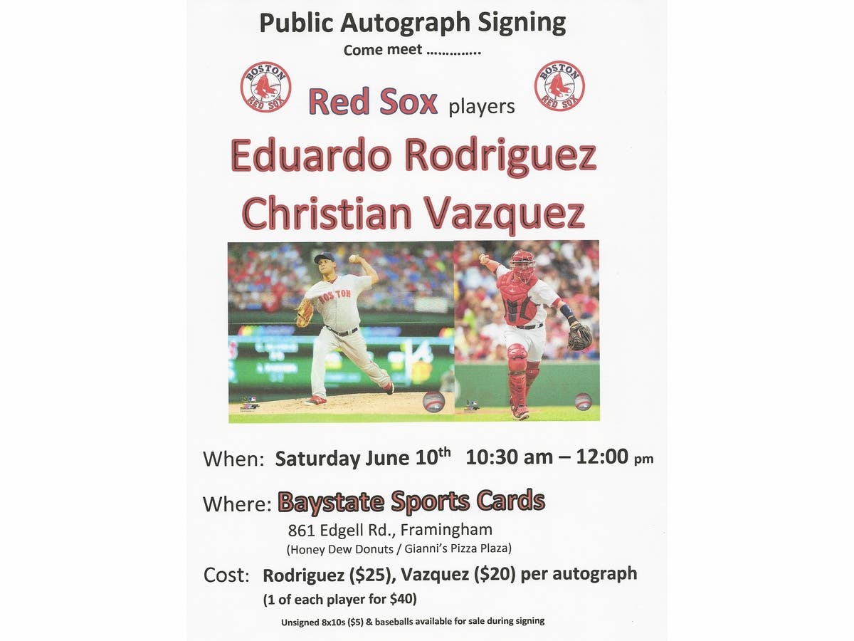 Red Sox Autograph Signing Eduardo Rodriguez & Christian Vazquez Framingham, MA Patch