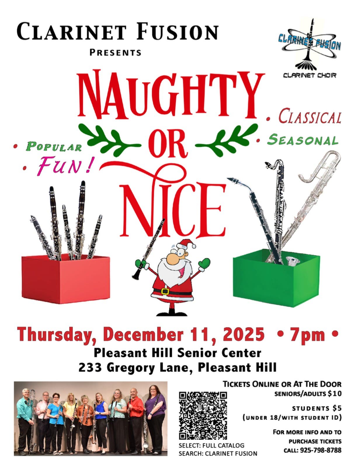 CLARINET FUSION Naughty or Nice Holiday Concert 2025: Pleasant Hill