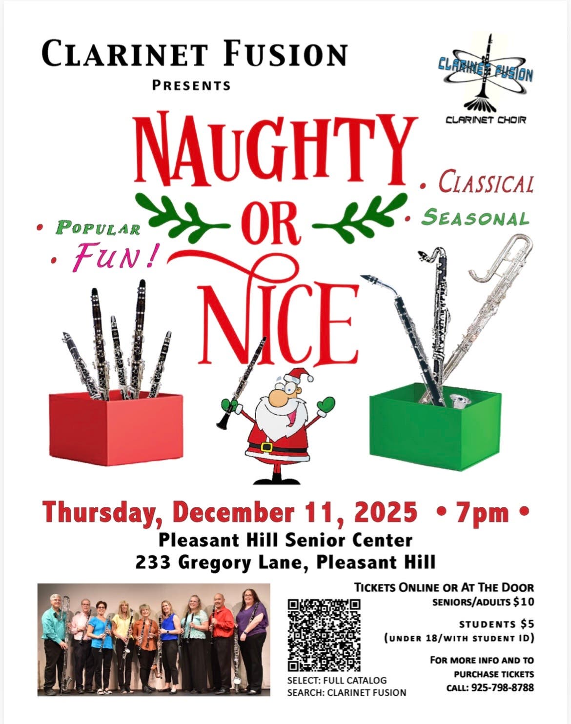 CLARINET FUSION Naughty or Nice Holiday Concert 2025: Pleasant Hill