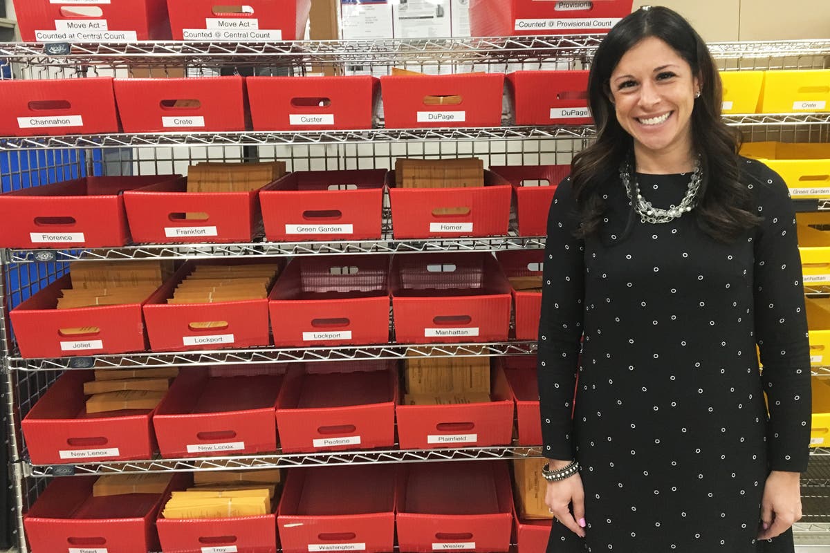 Will County Clerk Lauren Staley Ferry with Vote By Mail ballots that will be processed during Central Count