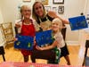 The Mueller family enjoyed the virtual painting party that was part of the Strong Kids Fundraiser.