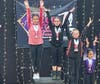 Caption: Emma Kharab from Northbrook (center right), winning co-beam state championship for the NSYMCA.