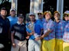 At the NSYMCA’s Community Strong Golf Fundraiser the “tied” winners of Lowest Scoring team show off their trophy. (from left) Chase Noonan, Shawn Gordon, Howard Schultz, Kevin Braude, Dave Rogers, Jamie Silverman, Miguel Dania and Andy Laughlin.
