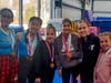The NSYMCA Competitive Gymnastics Team proudly show off their medals at the Illinois XCEL State Championship in Bloomington, IL. (Left to Right) Emma Kharab, Erin Lee, Hannah Popkov, Aryanna Shah, Alexa Morales, Nikol Dolhina.