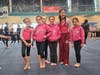 (left to right) Nikol Dolhina, Hannah Popkov, Emma Sube, Emma Rosenkrans, Erin Lee and Adeline Yee from the NSYMCA Gymnastics team wait with smiles to hit the mat at the Illinois XCEL State Championship